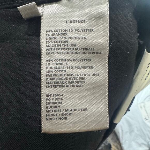L'Agence Women's Audrey Mid Rise Shorts Raw Cut Hem Noir Black Size 26 NWT - Picture 10 of 12